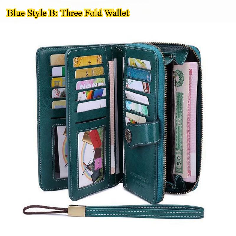 Women Wallet  Anti-theft Leather Wallets for Woman Long Zipper Large Ladies Clutch Bag Female Purse Card Holder