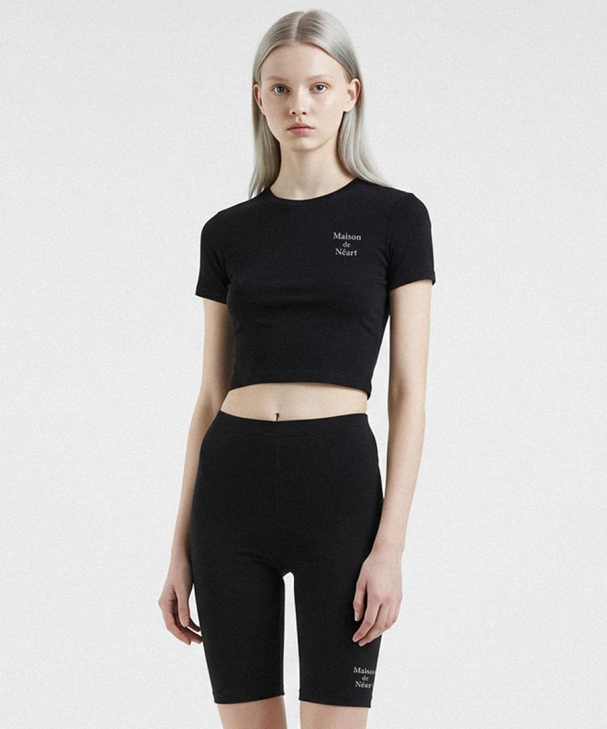 Mejongniateu [Mdn] Maison Logo Short Sleeve Crop Top (2 Colors)