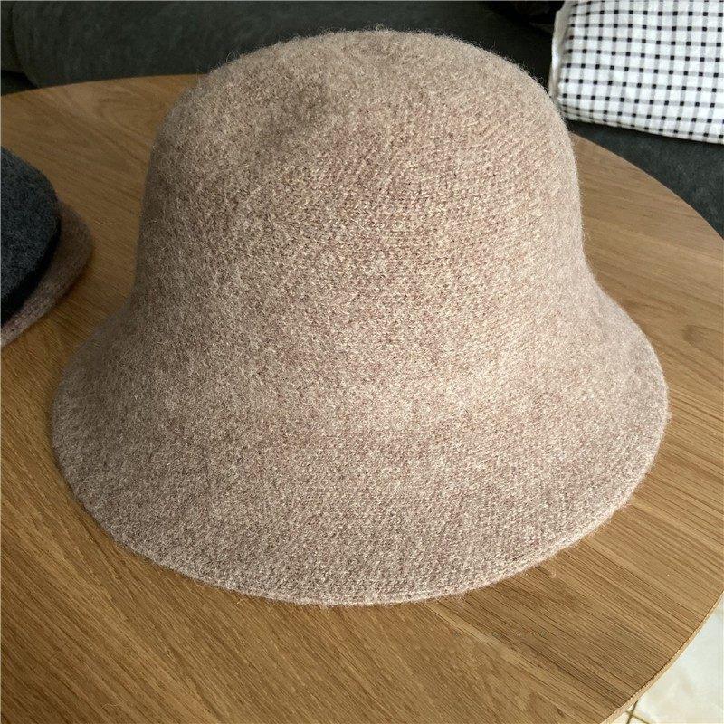 Cashmere Wool Adjustable Fisherman Hat Women's Thickened Autumn and Winter Basin Hat Woolen Japanese Style Small Brim Short Brim Fisherman Hat