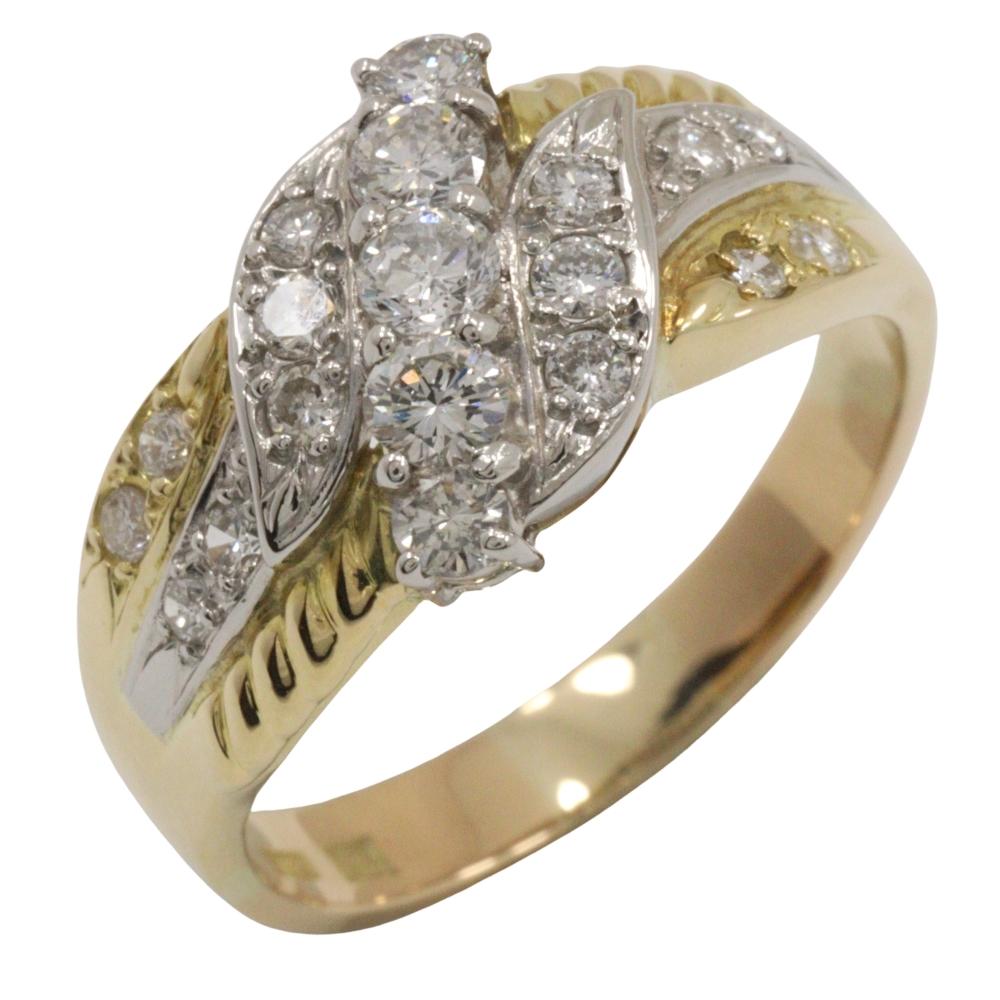 

Ring K18 yellow gold/PtPlatinum/diamond #7.4(US Size) 6.2g Women Used