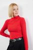 Women's Elegance Style Sweater Green Premium Yarn Special Yarn Stand Collar Knitwear Sweater