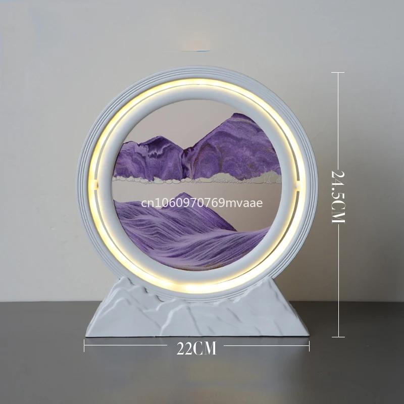 Sandscape Moving Sand Art Picture Quicksand Table Lamp Liquid Hourglass Dynamic Flowing Sand Painting Night Light Home Decor