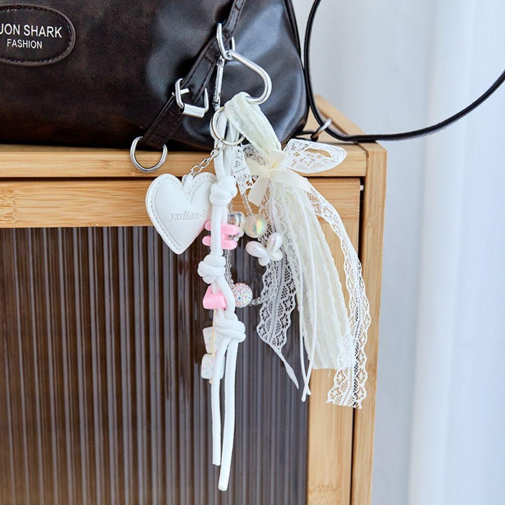 Bag Charm Braided Rope Bag Pendant High-grade Love Tassel Keyring  Female Lady Girl