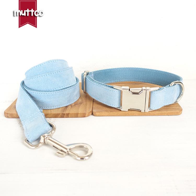 Light Blue Classic Dog Collar & Leash Set - New Arrival. Large