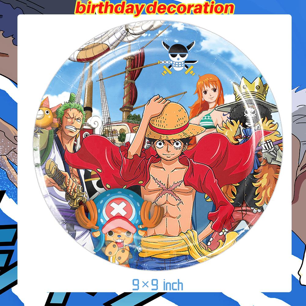 Dekoracje Urodzinowe One Piece Balon Luffy Zoro Jednorazowe Talerzyki Imprezowe Baner Dekoracja Tortu Torebki na Prezenty Chłopcy Akcesoria na Baby Shower