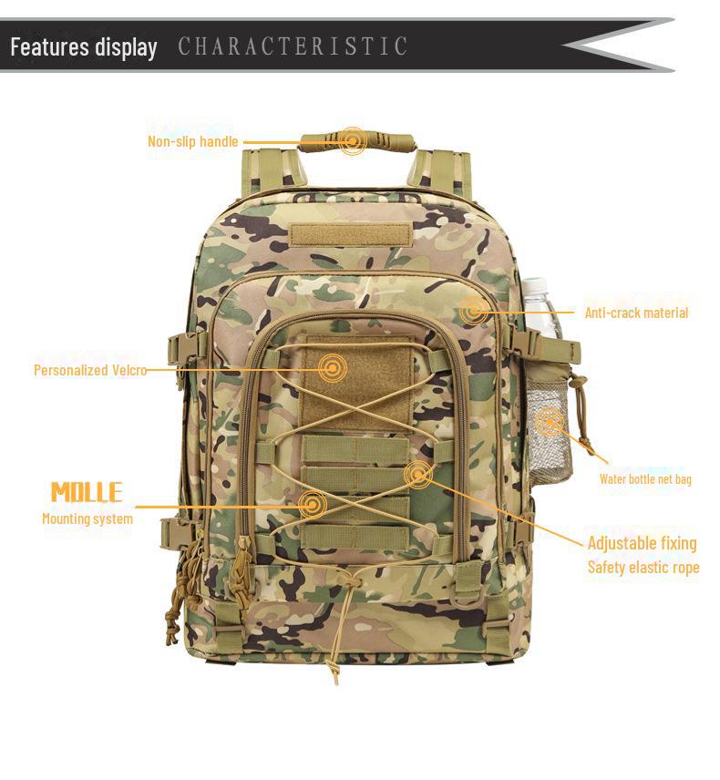 Herrarnas 60L Utbyggbara Taktiska Bergsklättringsryggsäck - Andningsbar & Stor Kapacitet