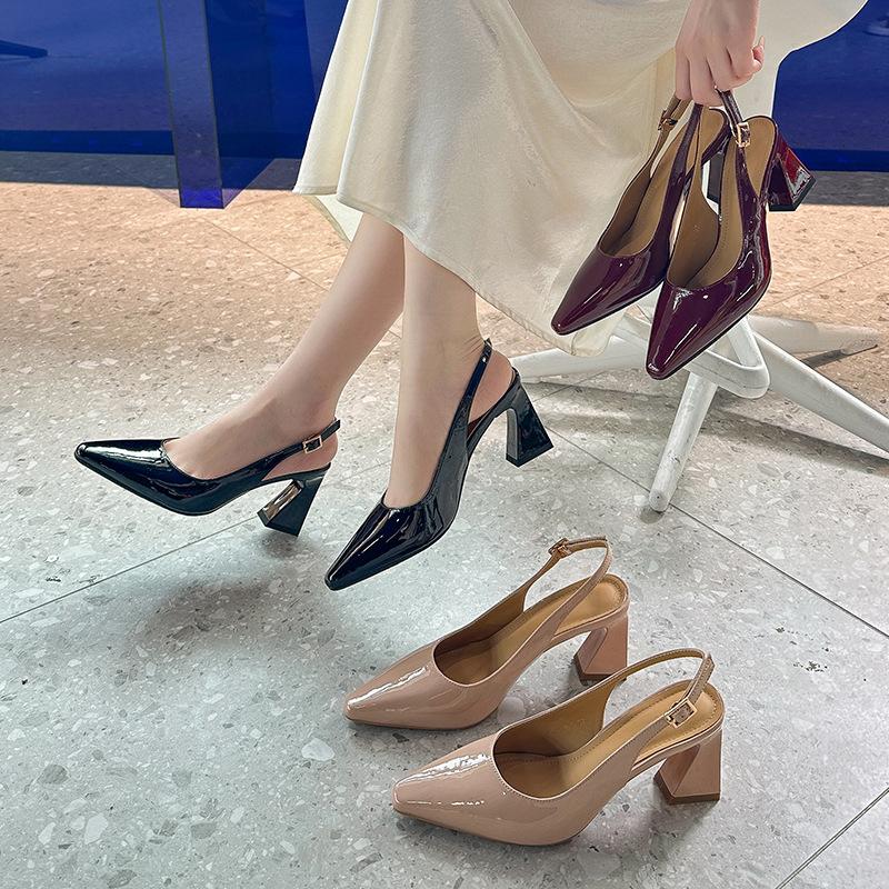 Pointed-toe Shoes, High Heels, Women's Thick-soled Sandals, Wrap-around Sandals