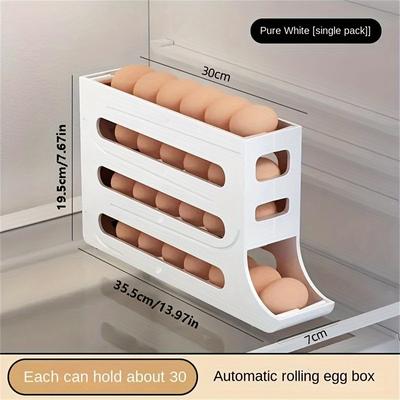 Eieraufbewahrungsbox für den Kühlschrank, automatisches Eierrollgestell, spezielle Eierhalter-Aufbewahrungsbox für den Kühlschrank mit großer Kapazität, ABS-Material