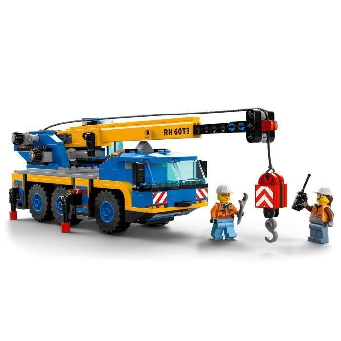 LEGO City La Grue Mobile 60324 - Camion Jouet Engin de Chantier avec Plaque de Route - Cadeau Garçons et Filles 7 Ans