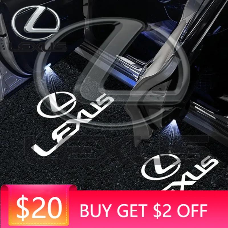 Emblems 2PCS For LEXUS ES 300H ES300H ES350 RX GX LS LX IS GS UX Series IS LED Car Door Interior Ghost Shadow Welcome Light Acce
