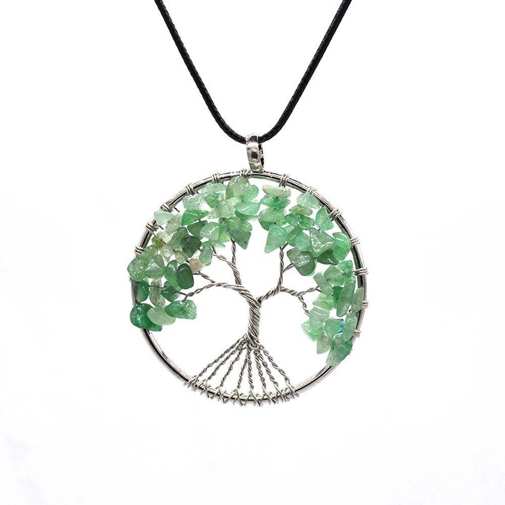 SUMENG 2025 New Fashion 7 Chakra Tree of Life Necklace Copper Crystal Natural Quartz Stones Pendants for Women Christmas Gifts