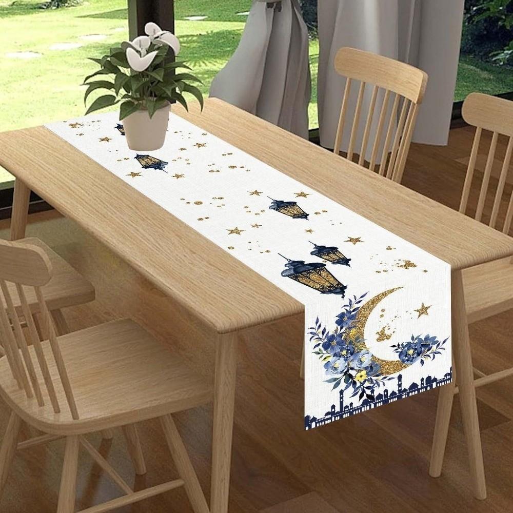Castle Lantern Pattern Ramadan Table Runner Thickened Islamic Table Runner  Table Protection