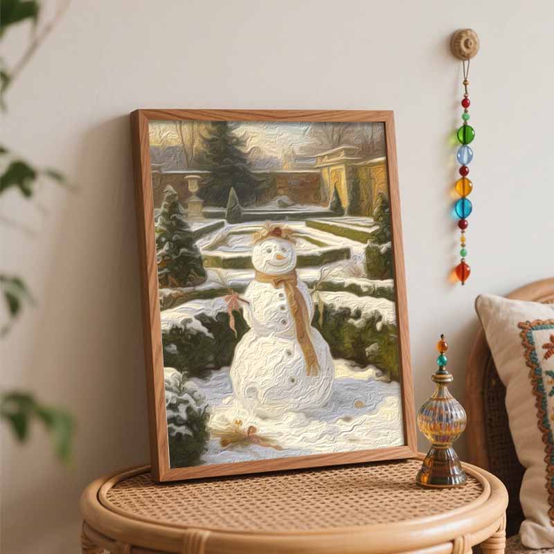 Christmas digital painting oil painting art kit hand painting home decoration painting snowman garden winter flower wreath