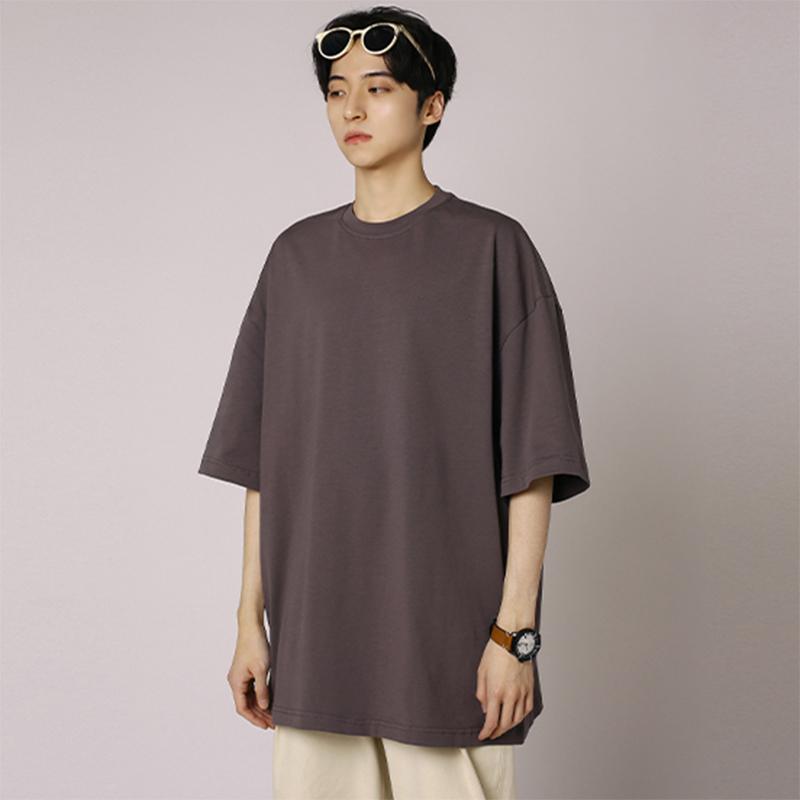 IELGY Solid Color Loose Short-sleeved T-shirt Base Men
