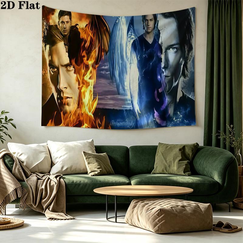 Supernatural Brothers Wall Tapestry Aesthetic Wall Hanging Printed Fabric Blanket Decorative Tapestries for Bedroom Living Room Home Decor