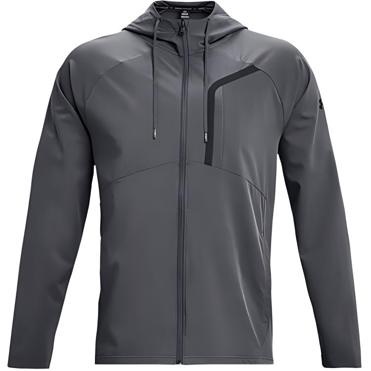 

Under Armour Solid Color Full Zip Hooded Versatile Breathable Running Training Long Sleeve Jacket Men jackets Gray 1376967-012 XL