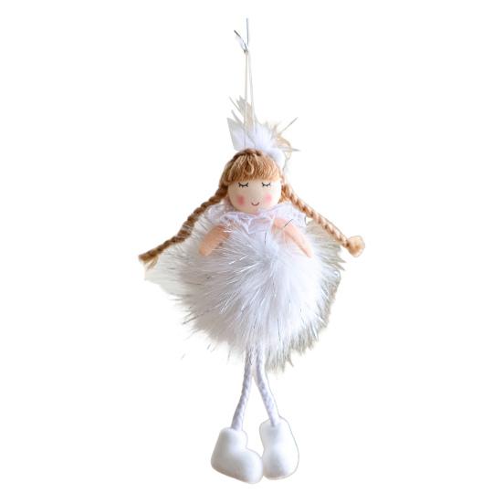 Christmas Angel Doll Pendant with Long Pigtail Design Health Happiness Blessings Decorative Hanging Ornament