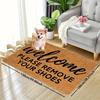 "Welcome Please Remove Shoes" Flannel Doormat - Machine Washable Polyester for Entryway, Kitchen, Balcony Indoor Decor Mat