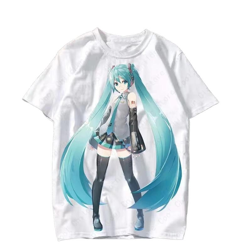 2026 Hot Selling Fashion New Anime Japanese Cartoon Characters Cute MIKU Summer Round Neck Top Pattern Tshirt Large