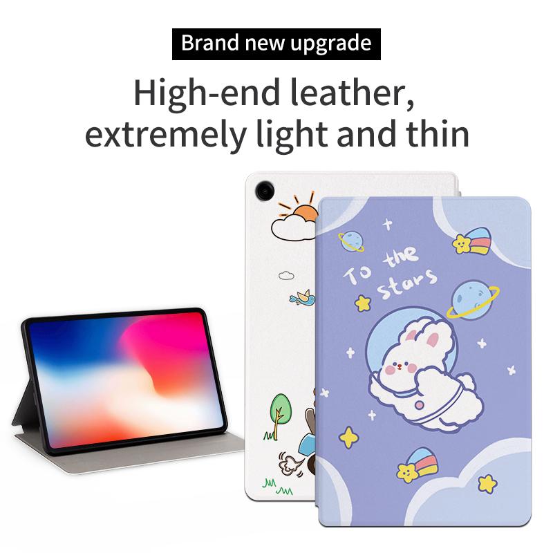 

For Samsung Galaxy Tab A9+ Cartoon Pattern Cover PU Leather Smart Tablet Case Bubble Dog