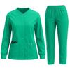 Women's Quick Drying Fabric Solid Color Round Neck Pocket Long Sleeve Pants Set Workwear