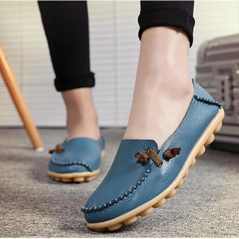 Shoe Spring Summer Flats Women Leather Shoes Woman's Soft Nurse Loafers for Woman Dance Shoes Driver Chaussures Femme