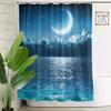 Moon Shower Curtain Full Moon Sea Ocean Clouds Dream Night Bathroom Curtain Waterproof 180x180cm Bathroom Decoration
