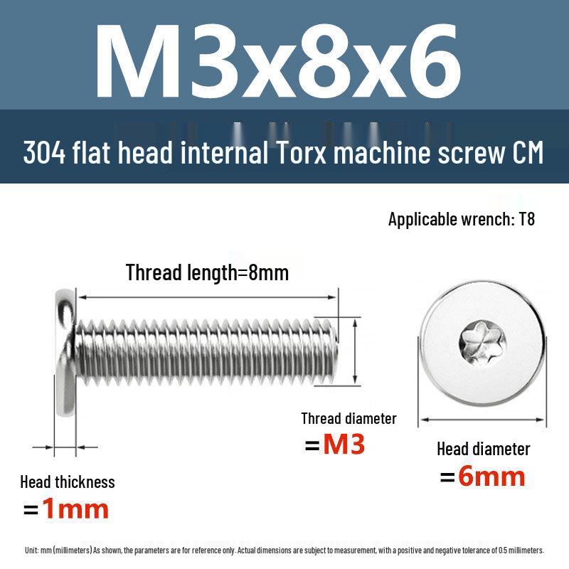 Yigu 304 Stainless Steel Thin Flat Head Torx Screw M2-M8 for Computer Machines