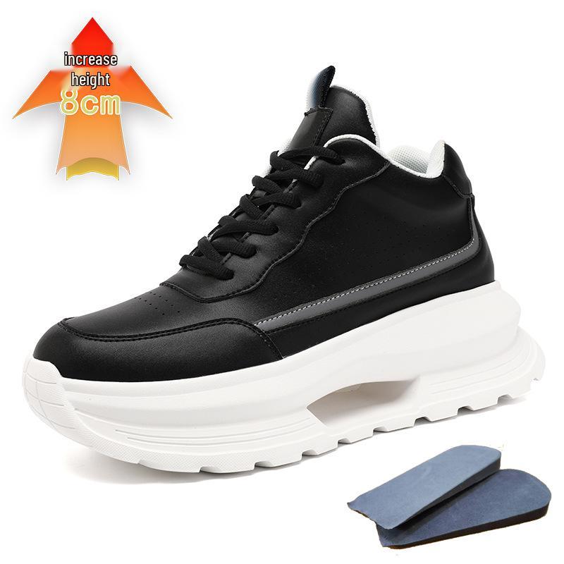 8CM Height Increasing White Dad Sneakers, Thick Sole Retro Casual for Spring and Autumn