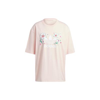 Originals Trefoil Logo Grafik Lockere Passform Kurzarm T-Shirt Damen Oberteile Rosa IP3752