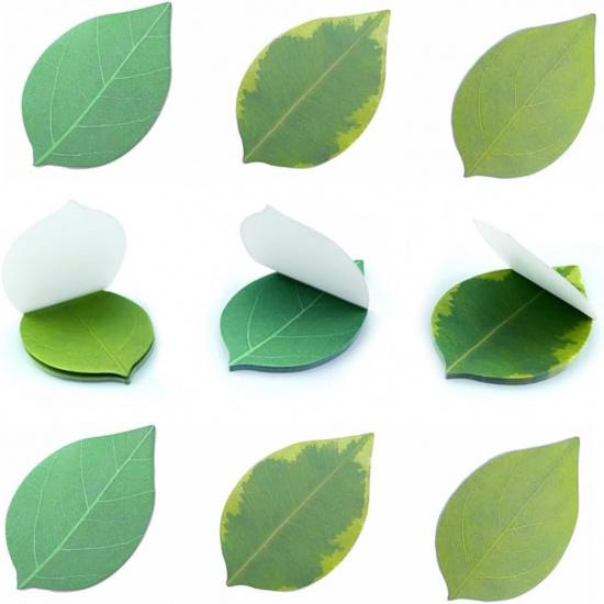 6 Pads Leaf Shaped Sticky Notes Green Leaf Paper Sticky Note Self Stick Memo for Office School Home