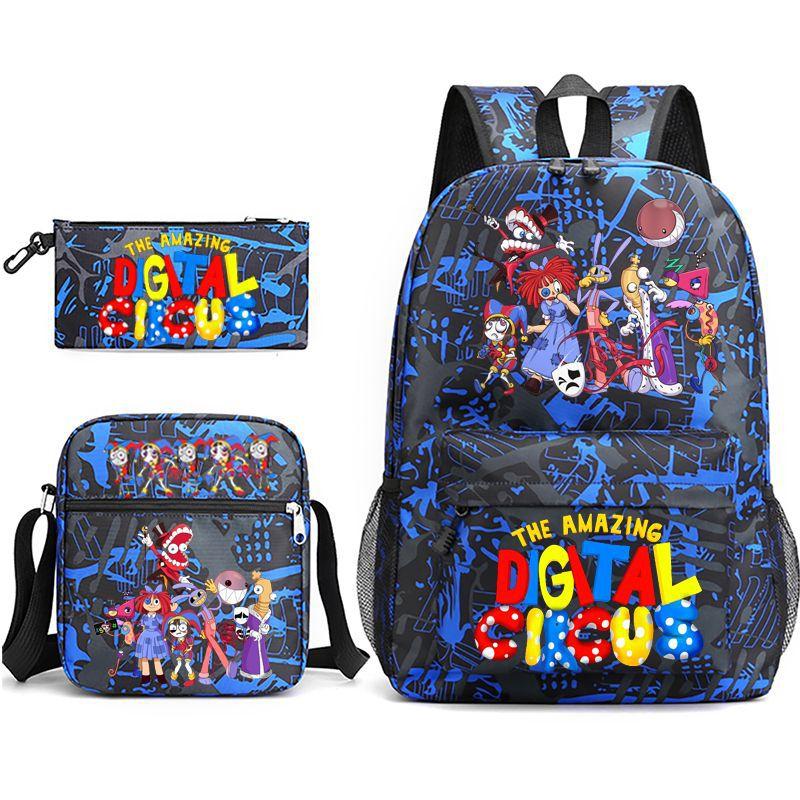 3-delige Schoolrugzakset voor Studenten Grote Capaciteit Oxford Stof Schooltas met Schouderband en Etui Backpack