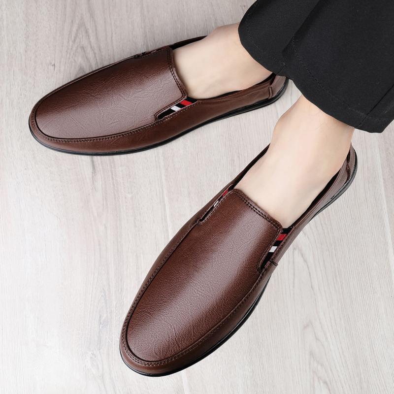 Black Shoes Men  Soft  Man Shoes High Quality Casual Genuine Leather Boat Shoes Men Flats  Driving Shoes