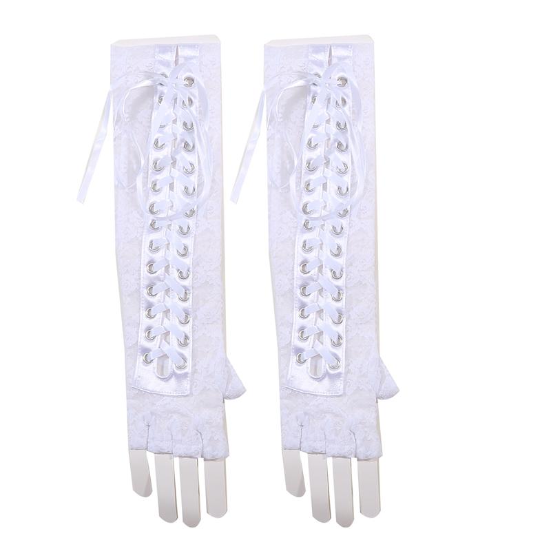 1 Par Kvinnor Elegant Bal Nattklubb Snörhandskar Tea Party Fingerlösa armbågslängda handskar