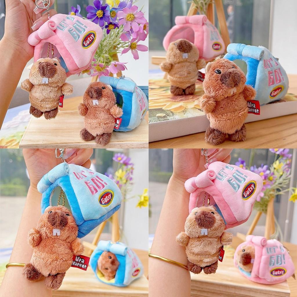 Keychain Plush Marmot Toy Stuffed Doll Backpack Pendant Decoration Kids Gift