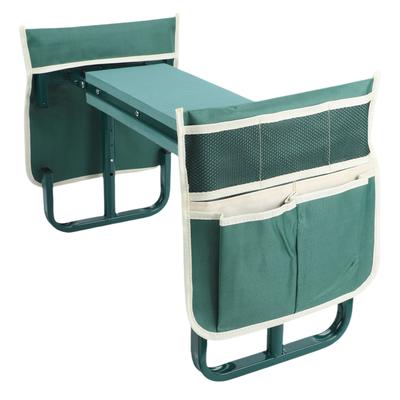 Siège-genouillère de jardin avec 2 poches à outils Hauteur Tabouret-banc de jardinage pliable pour s'agenouiller et s'asseoir