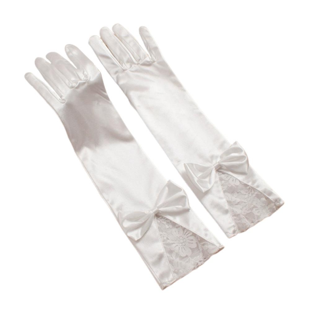 Handmade Bride Gloves Lace Trimmed Satin Gloves Ball Gloves Lace Gloves  Dinner Dresses