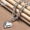 925 Sterling Silver Double Heart Pendant Necklace Fashion Wedding Jewelry
