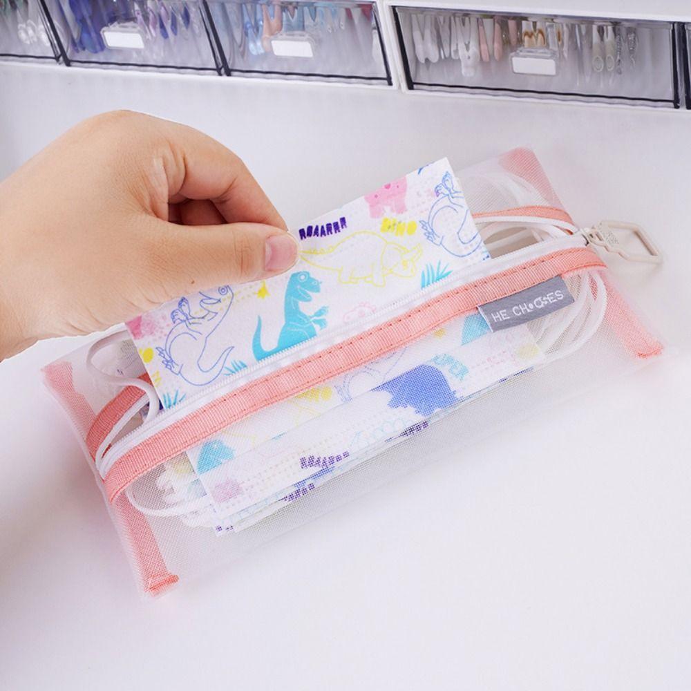 Lipstick Cosmetic Bag Clear Mesh Bag Change Storage Bag Fresh Color Card Bag Mini Coin Purse  Girl