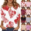 Women's T Shirt Print Button 3/4 Sleeve Daily Weekend Fashion Basic V- Neck Regular Top
