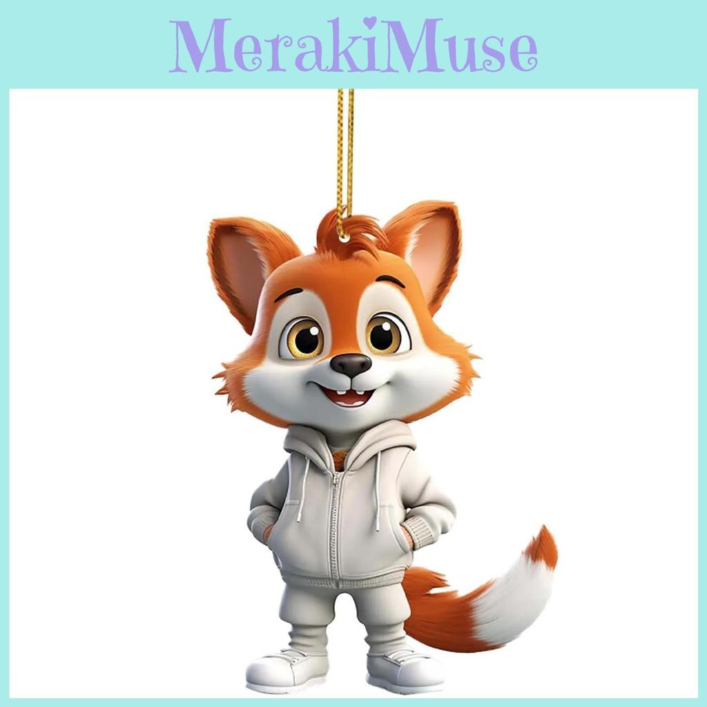 Fun Colorful And Cartoon Fox Acrylic Christmas Tree Decoration For Vehicle Interior