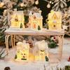 Resin Christmas Glowing Small House Cute Cartoon Table Decorations  New Year Decoration