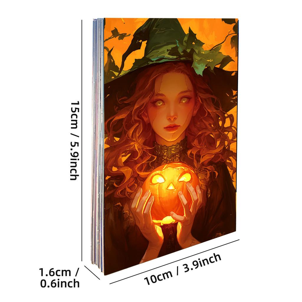 50 Halloween-Themed Jack-O-Lanterns, Witch Wall Cards, Background Decoration, Holiday Gift Cards For Children