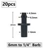20pcs 3mm 4mm Garden Hose Barb Connector Drip Irrigation 1/4'' & 1/8'' Tube Hose Fitting Tees Cross Eng Plug Barb Accessories
