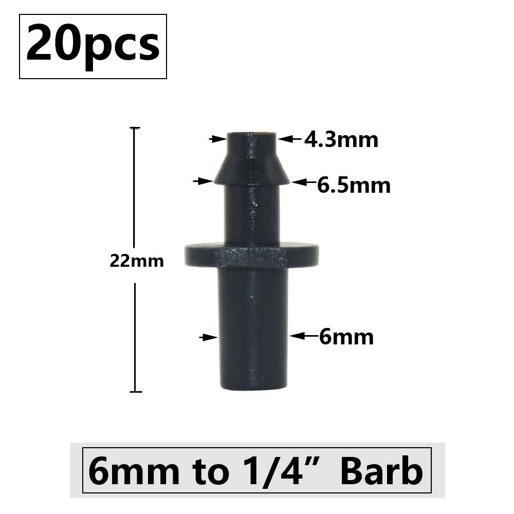 20pcs 3mm 4mm Garden Hose Barb Connector Drip Irrigation 1/4'' & 1/8'' Tube Hose Fitting Tees Cross Eng Plug Barb Accessories