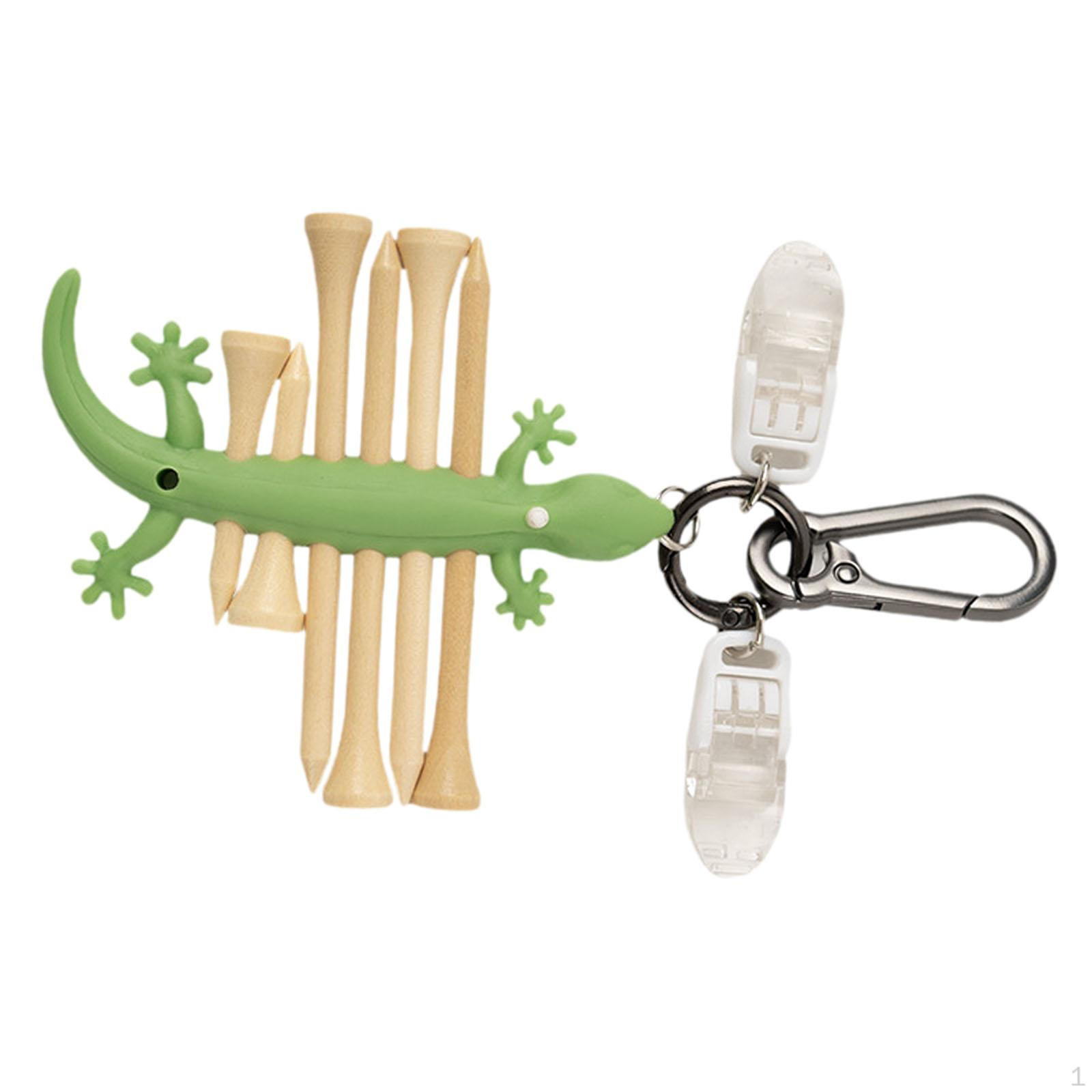 

Golf Tee Organizer with Keychain Carrying 6 Tees Transparent Clip Hands Free Gecko