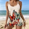Women's Swimwear Tankini 2 Piece Swimsuit Butterfly Flowers  Pattern Vacation Bathing Suits