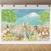 Cartoon rabbit Peter Pan garden children's birthday party backdrop rabbit flower carrot cake table decor gift baby christening party684