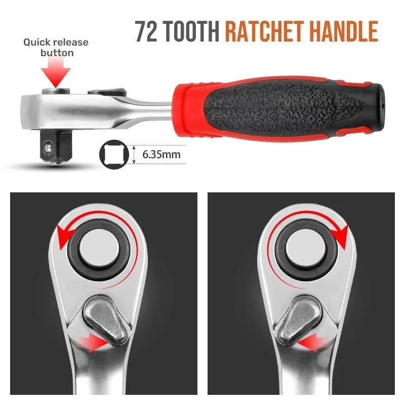 Mini Ratchet, Socket Wrench, Screwdriver, Small Fly Wrench, Batch Head, Handle, Portable 6.35mm