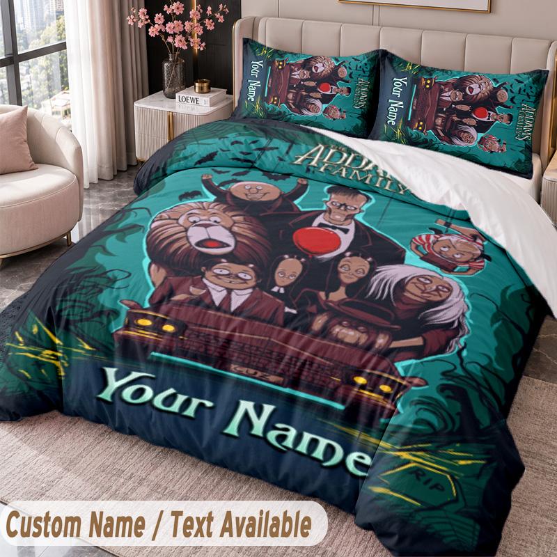 Custom Name Text 3Pcs Bedding Set The Addams Family Duvet Cover And Two Pillowcases